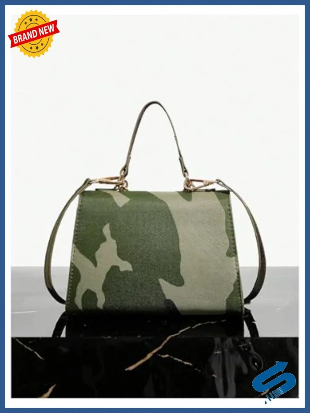 Camouflage Flap Satchel with Chain Strap